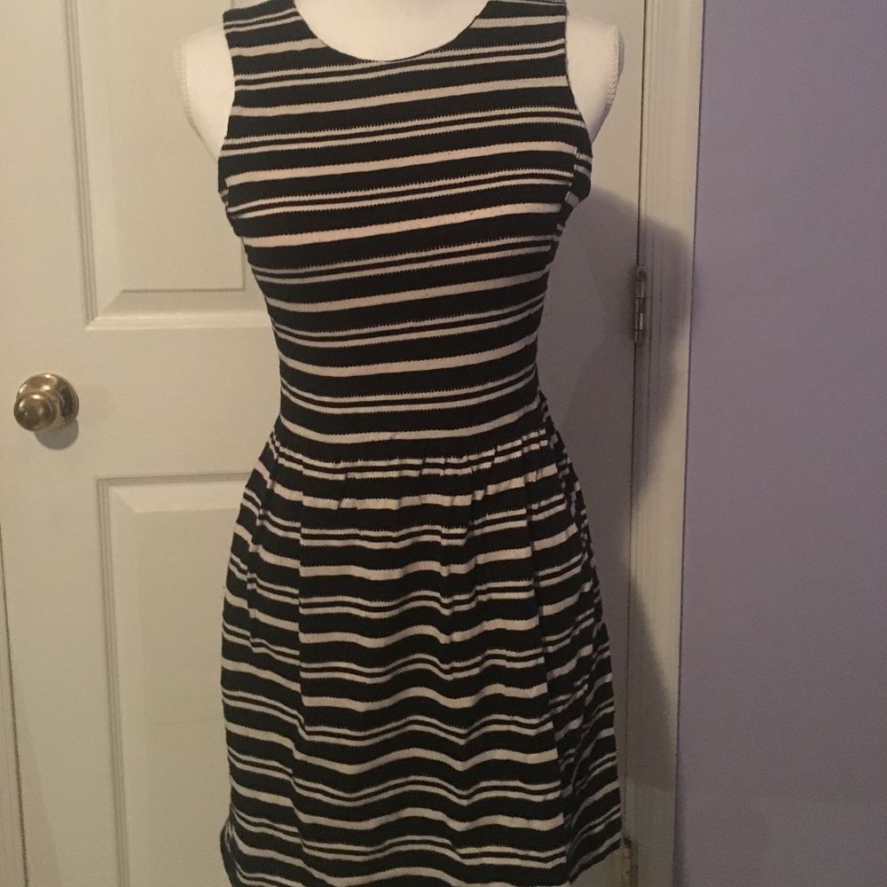 J. Crew Dress horizontal lines white and black